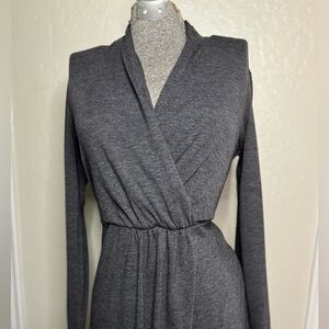 Chic Charcoal Long Sleeve Wrap Dress